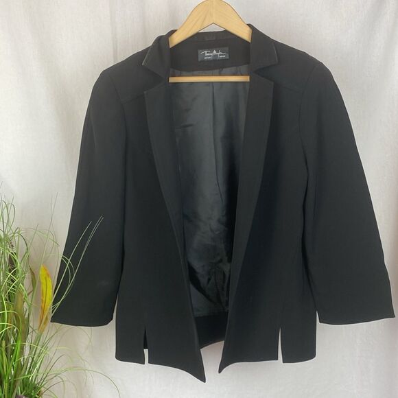 Thierry Mugler Black Open Front 3/4 Length Sleeve Jacket 42 12 - Picture 2 of 6
